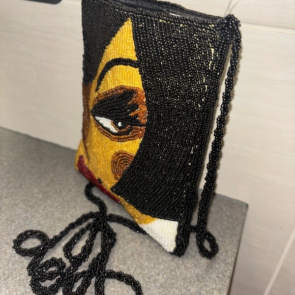 ART DECO Style Beaded Crossbody Purse - Chic Woman Face Design Bag​​ - Picture 4 of 6